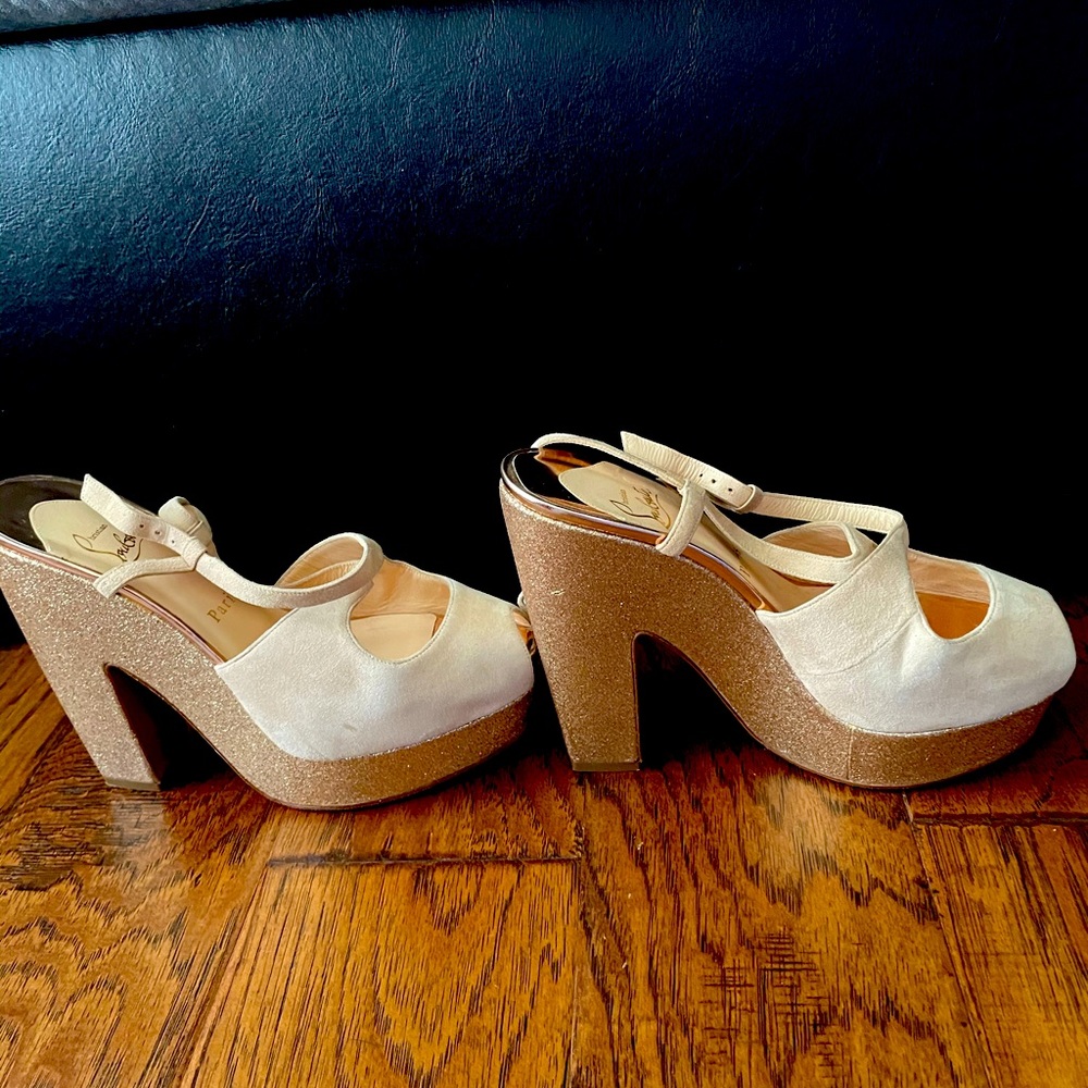 Christian Louboutin Suede Glitter -Platform Sandal